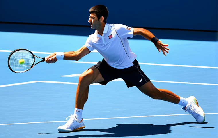 **

"A professional tennis player, Novak Djokovic, in action on the court during a match at the Australian Open, fully clothed in athletic wear, appropriate content, safe for work, perfect anatomy, natural proportions, dynamic action shot, sports photography, high quality, modest attire."

**