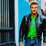 데이비드 베컴의 패션 스타일 - **Early 2000s Trendsetter:**
    A vibrant, full-body shot of a young David Beckham in his early 20s...