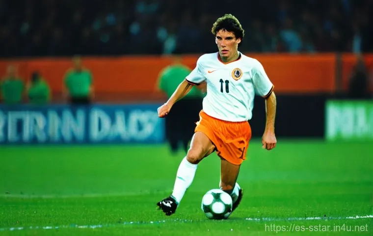 마르코 판바스턴 축구 명장면 - **Prompt: The Elegant Maestro in Motion**
"A dynamic, mid-shot image capturing Marco van Basten ...