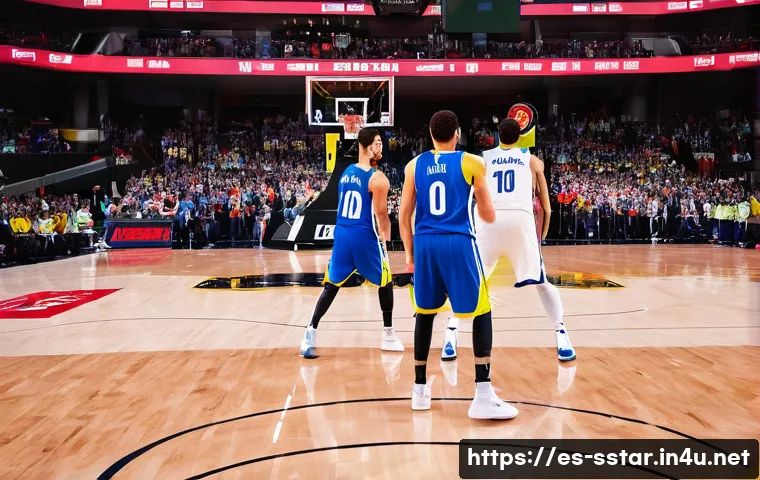 세스 커리와 스테픈 커리 형제 비교 - A dynamic basketball scene featuring two professional male players resembling Seth and Stephen Curry...