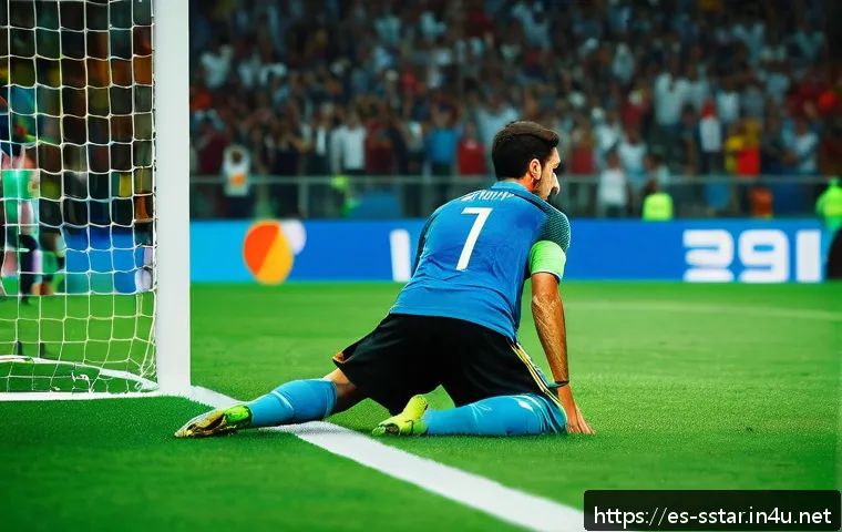 로베르토 바조의 월드컵 페널티킥 - A highly detailed, emotionally charged scene capturing a professional soccer player in a stadium fil...